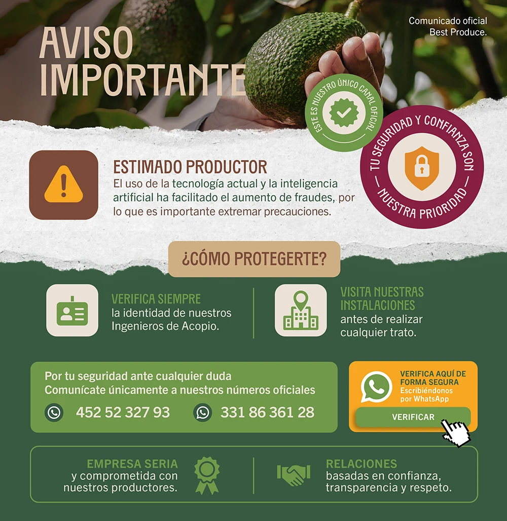 Verifica siempre la identidad de nuestros ingenieros de acopio.