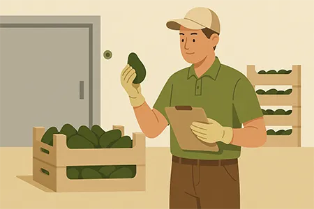 Personal recibiendo aguacates