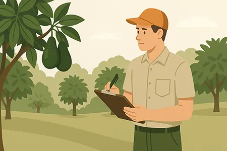 Persona Inspeccionando huerto